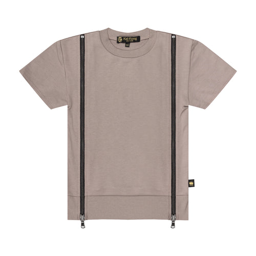 Taupe Double Zip Top - Kid Kong NYC